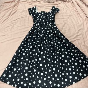 Cute polka dot midi dress black and white